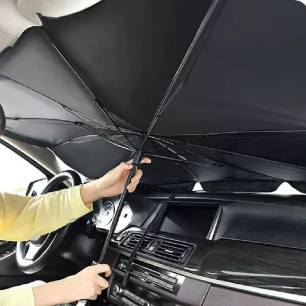 Parasolar Auto Pliabil Tip Umbrela Cu Husa 140x78cm RelaxU© RelaxU.ro
