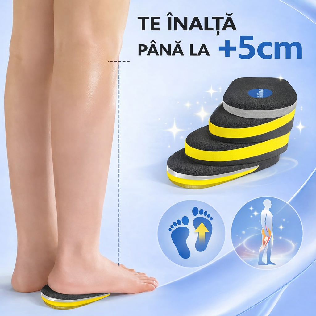 Set tălpi înălțătoare +5 cm, confort și stabilitate zilnică
