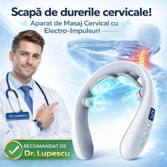Aparat masaj cervical cu impulsuri electromagnetice RelaxU® portabil 3 moduri de masaj