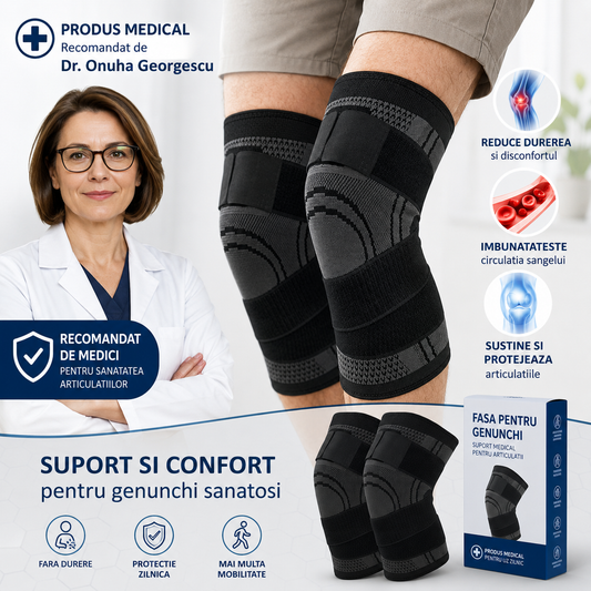 Genunchiera Elastica cu Suport si Compresie pentru Articulatii