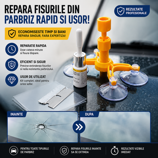 GlassFix Pro – Solutie pentru Reparare Crapaturi si Zgarieturi Parbriz