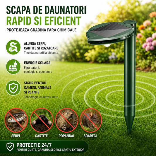 Apărător Solar Anti-Dăunători – Protecție Ecologică pentru Grădină și Culturi