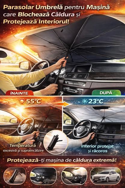 Foldable Car Sunshade Umbrella Type With Cover 140x78cm RelaxU©