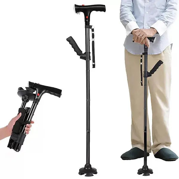 Baston pliabil de mers pe jos pliabil cu lumină LED Sonorizare RelaxU© - RelaxU.ro