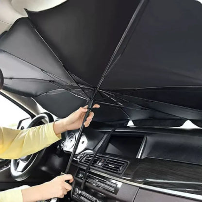 Parasolar Auto Pliabil Tip Umbrela Cu Husa 140x78cm RelaxU© RelaxU.ro