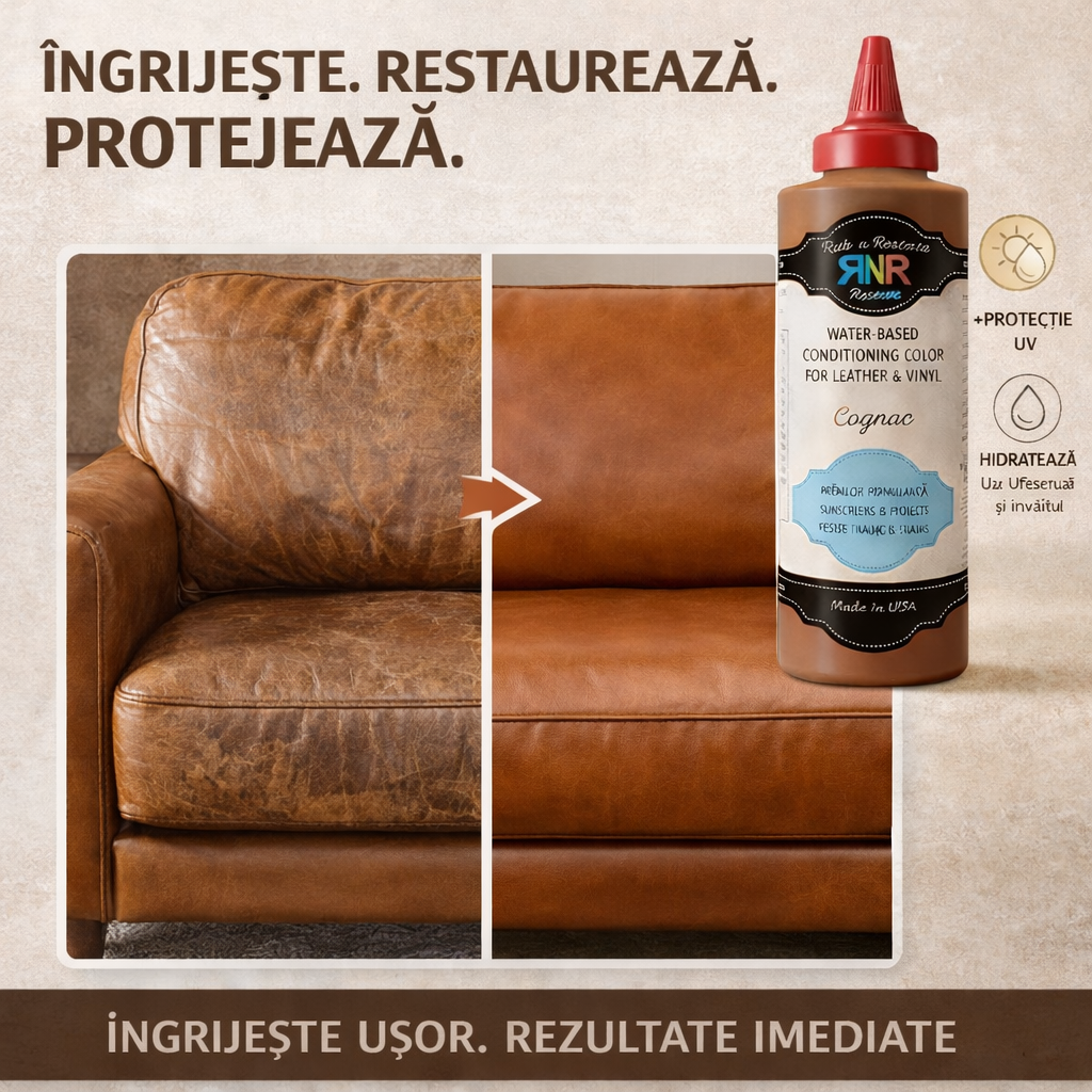 Restaurare Piele & Vinil Cognac,Reîmprospătare Rapidă + Protecție UV
