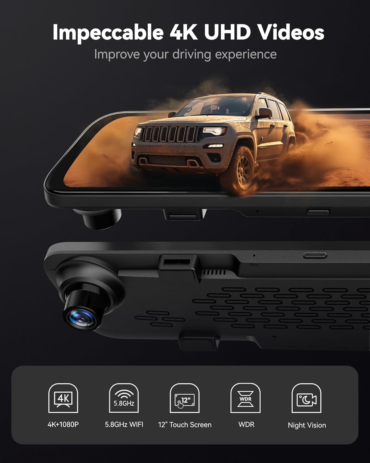 Oglinda DVR SmartViz – Camera Auto Fata + Spate pentru Parcare si Siguranta in Trafic