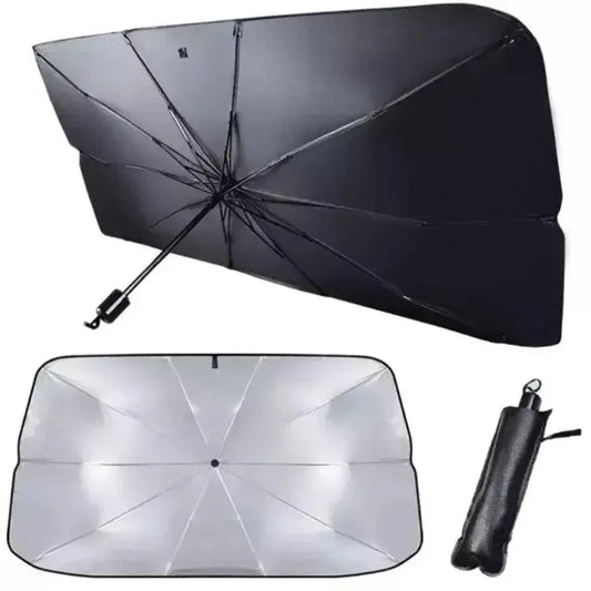Parasolar Auto Pliabil Tip Umbrela Cu Husa 140x78cm RelaxU© - RelaxU.ro