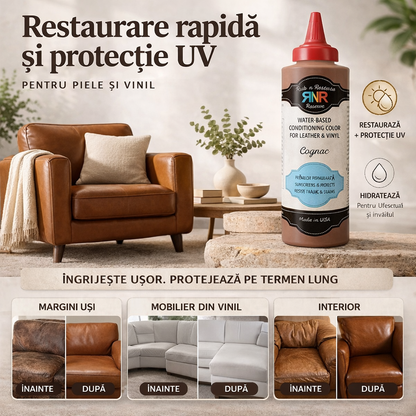 Restaurare Piele & Vinil Cognac,Reîmprospătare Rapidă + Protecție UV