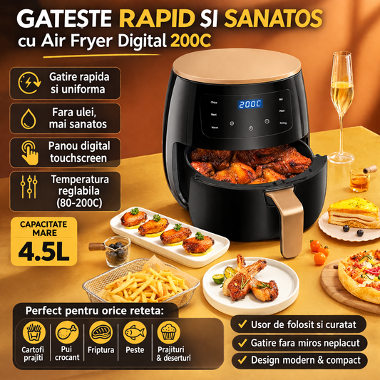 Friteuza Fara Ulei Air Fryer 6L , Displat Digital, Functie de Coacere CookNow©